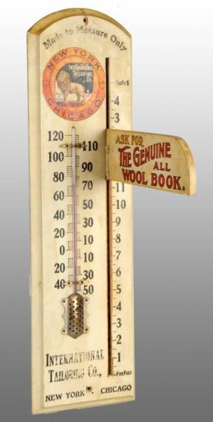 Appraisal: Wooden International Tailoring Co Thermometer Description Working Nice graphics Unusual