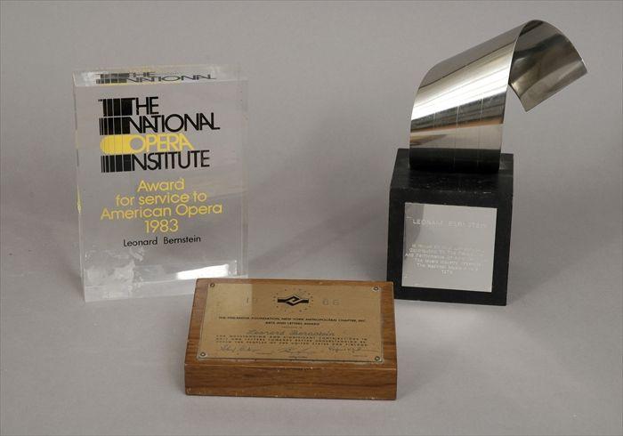 Appraisal: Three Awards Presented to Leonard Bernstein Including Arts and Letters