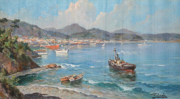 Appraisal: SALVATI Italian th C Italian coastline OIL C '' x