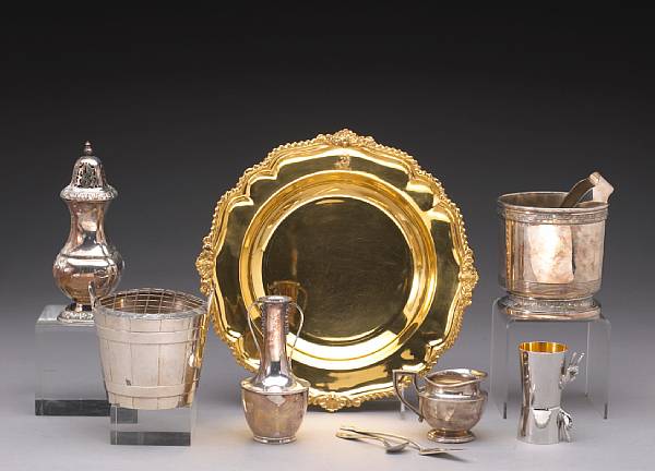 Appraisal: SilverProperty of various owners Including Sheffield plate salt cellar under