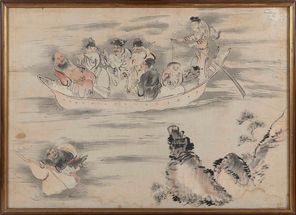 Appraisal: CHINESE MYTHOLOGICAL WATERCOLOR TH CENTURY ON PAPER X FRAMED X