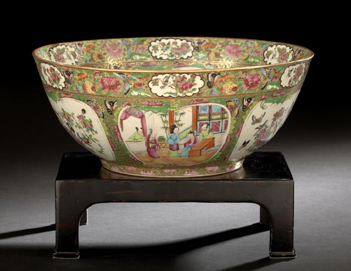 Appraisal: Good Large Chinese Export Porcelain Punch Bowl th century decorated