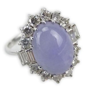 Appraisal: Rare 's Oval Cabochon Cut Natural Lavender Jade Diamond and