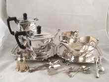 Appraisal: A quantity of silver plate comprising an Art Deco four