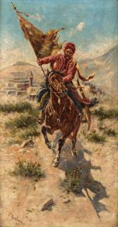 Appraisal: FRANZ ALEKSEEVICH ROUBAUD RUSSIAN - The Rider oil on canvas