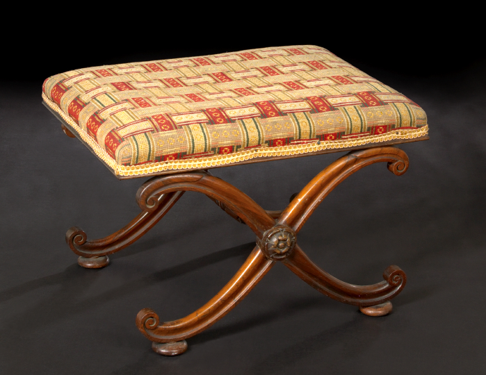 Appraisal: Regency Rosewood Stool first quarter th century the padded and