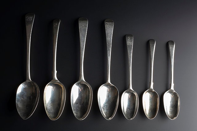 Appraisal: A COLLECTION OF FOUR SILVER OLD ENGLISH PATTERN TABLESPOONS by