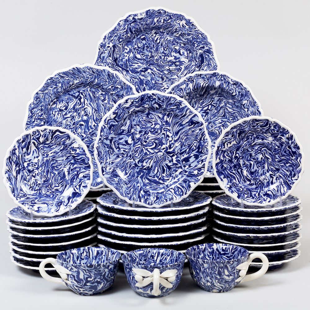 Appraisal: Extensive Pascale Mestre Blue and White Aptware Dinner Service Impressed