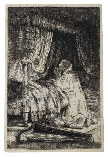 Appraisal: REMBRANDT VAN RIJN David at Prayer Etching x mm x