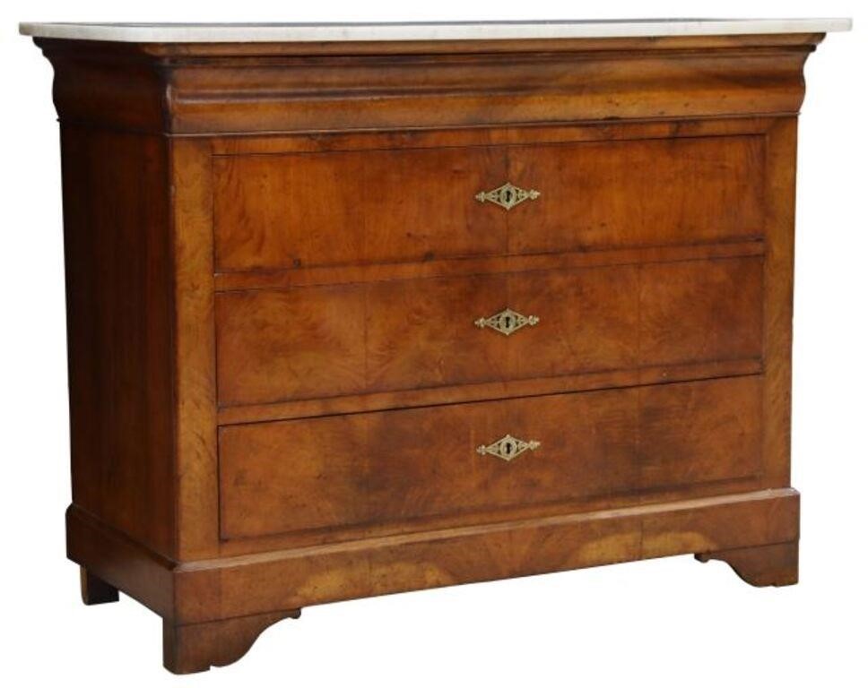 Appraisal: French Louis Philippe period marble-top walnut commode mid th c