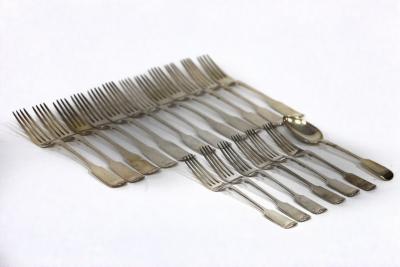 Appraisal: A set of six Irish silver table forks George Nangle