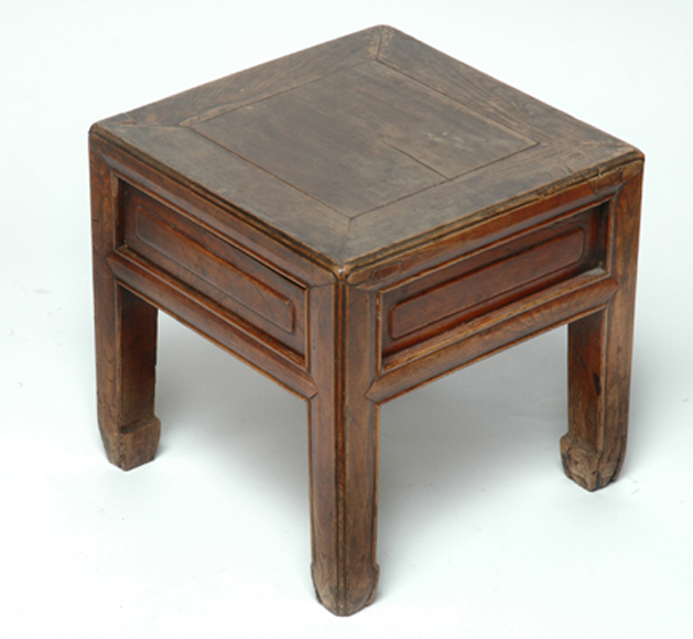 Appraisal: A CHINESE ELM MAHJONG TABLE The square top above a