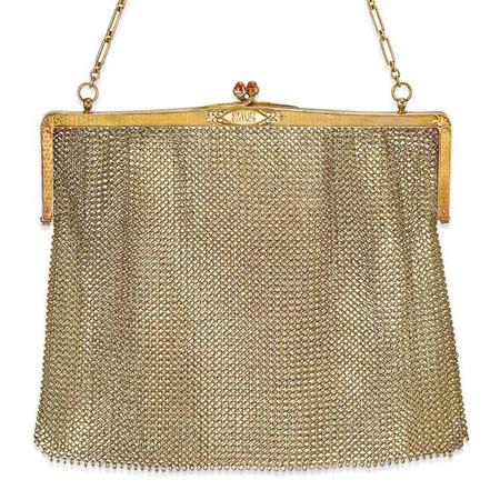 Appraisal: Antique Gold and Cabochon Garnet Mesh Purse Estimate -