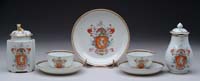 Appraisal: SEVEN PIECES OF CHINESE EXPORT FAMILLE ROSE ARMORIAL TEA SET