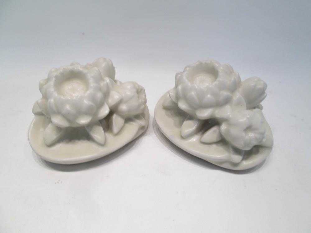 Appraisal: PAIR OF ROOKWOOD POTTERY BOOKENDS of Water Lilies with matte