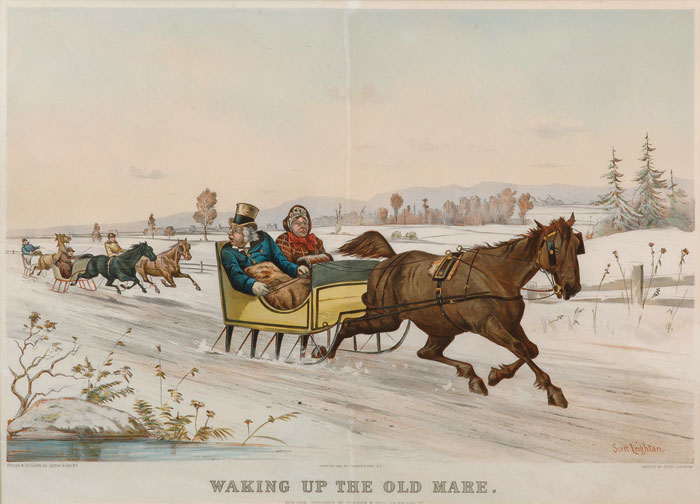 Appraisal: WAKING UP THE OLD MARE Large-folio lithograph printed in oil