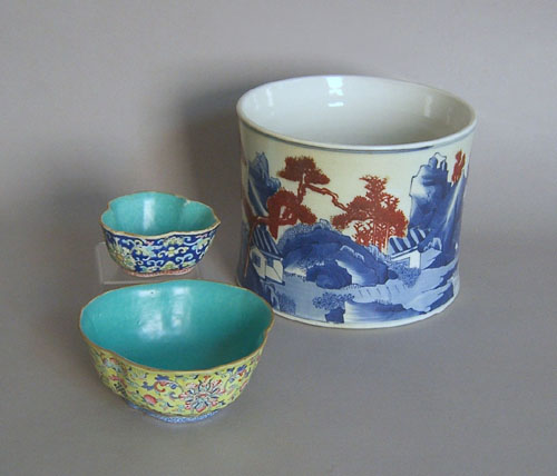 Appraisal: Export brush pot h dia and a bowl h dia