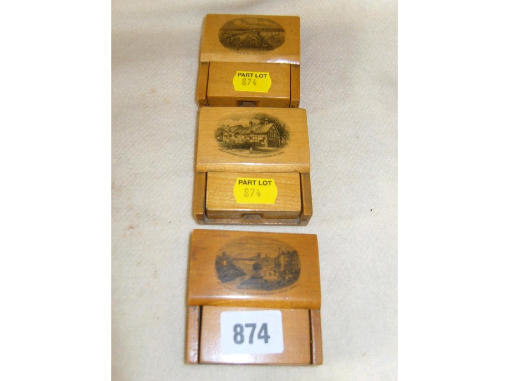 Appraisal: A collection of three Mauchline ware folding night watch holders