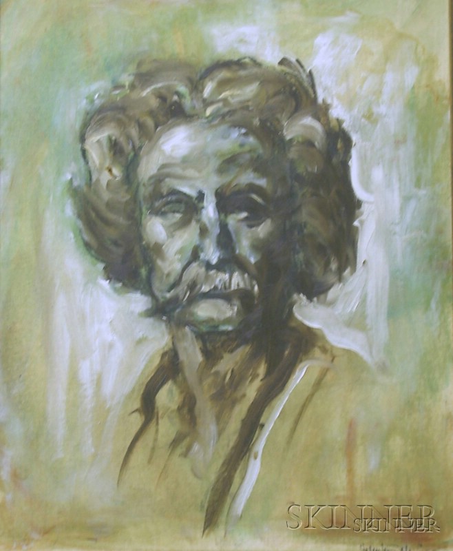 Appraisal: Framed Oil on Canvasboard Portrait of Mark Twain attributed to