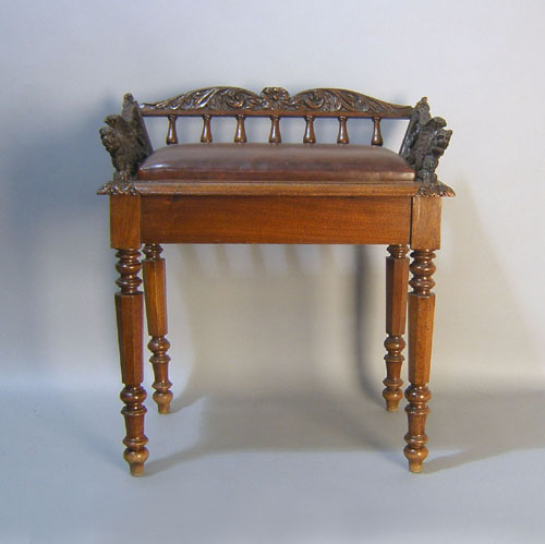 Appraisal: Victorian carved piano bench