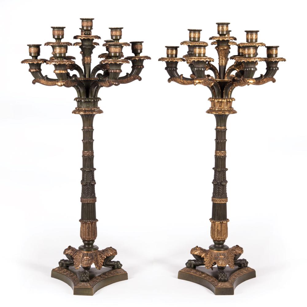 Appraisal: Pair of Louis Philippe Gilt Bronze Ten-Light Candelabra early th