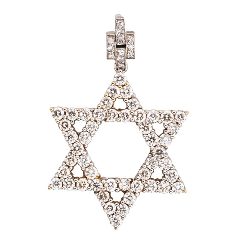 Appraisal: DIAMOND PLATINUM STAR OF DAVID PENDANT Condition Report Bail with