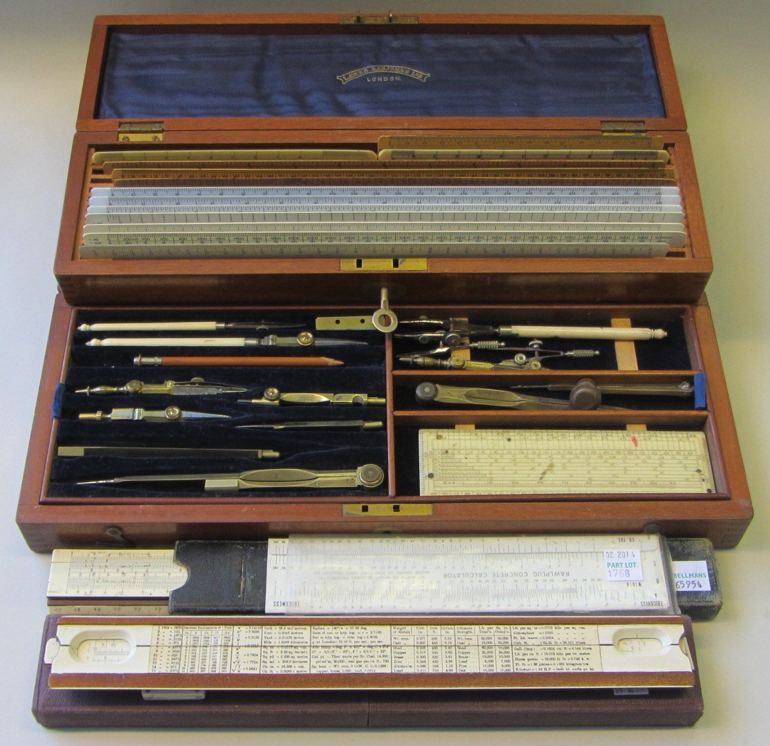 Appraisal: A part set of Stanley drawing instruments in a mahogany