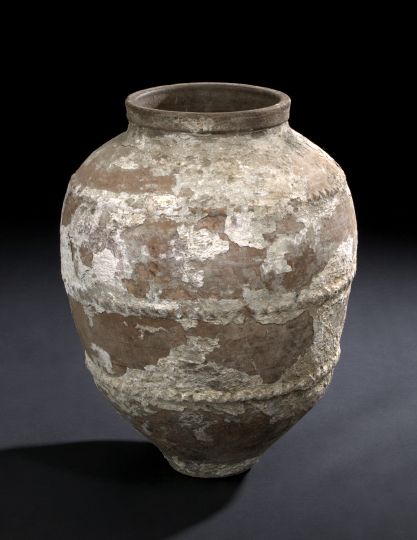 Appraisal: Provincial Mediterranean Partially Glazed Terra Cotta Storage Jar late th