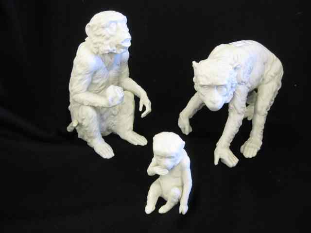 Appraisal: Set of Bisque Porcelain Monkeys a ''family'' largest to ''