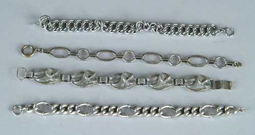 Appraisal: FOUR STERLING SILVER BRACELETS Three with chain link one with