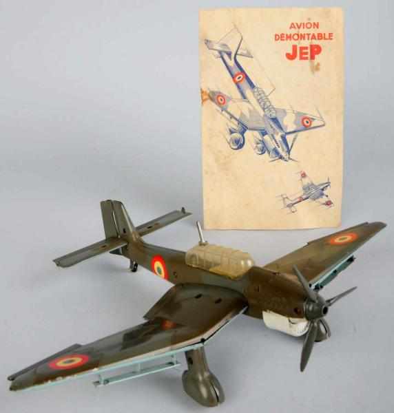 Appraisal: Tin Litho Jep Dux Stuka Construction Airplane Toy French Extremely