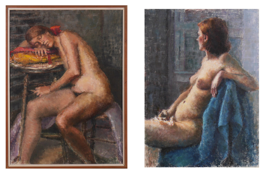 Appraisal: FINE FEMALE IMPRESSIONIST NUDE PAINTINGS Oil Canvas both measure ''