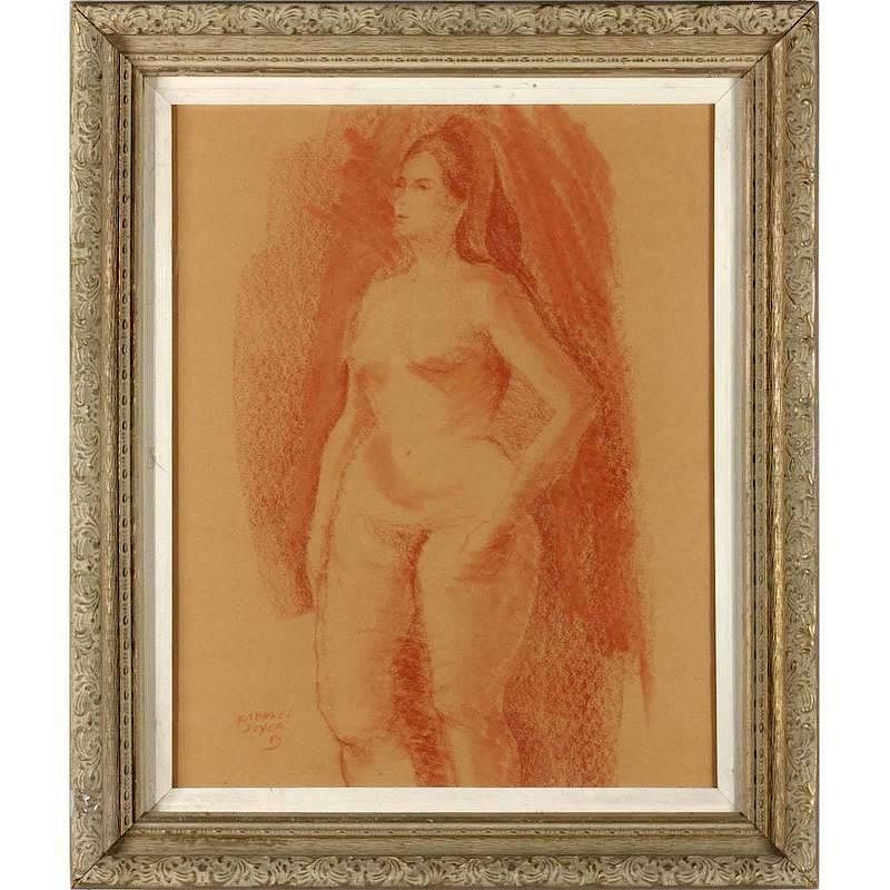 Appraisal: Raphael Soyer NY - Female Nude sanguine on paper signed