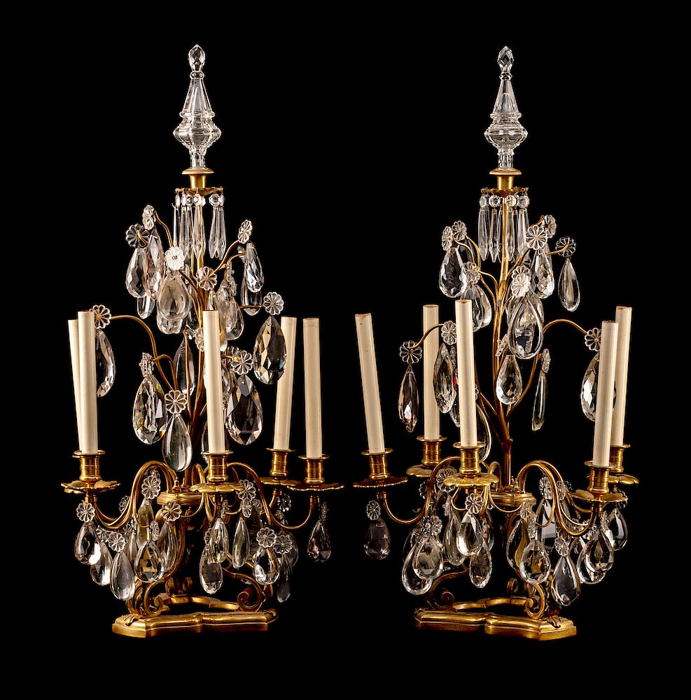 Appraisal: A Pair of Louis XV Style Gilt Bronze and Cut