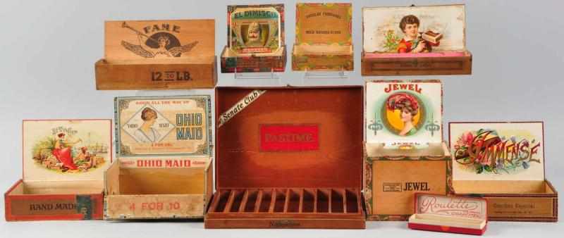 Appraisal: Group Lot of Cigar Boxes Description Nice assortment with various