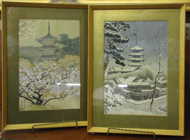 Appraisal: Pair of Japanese wood block prints by Uchida x image