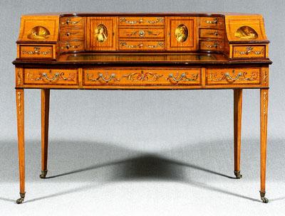 Appraisal: Fine satinwood Carlton House desk highly figured satinwood with rosewood