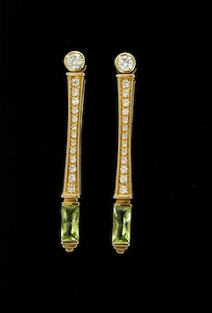 Appraisal: A Pair of DiModolo Diamond and Peridot Earrings A fine