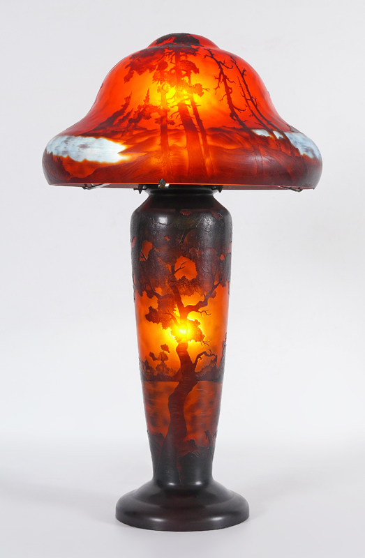 Appraisal: CONTEMPORARY GALLE STYLE CAMEO CUT LAMP In the manner of