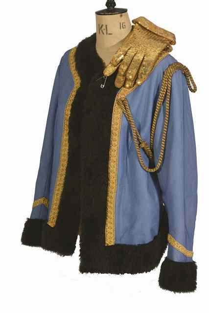 Appraisal: A MALE THEATRE COSTUME fake fur lined blue military style