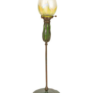 Appraisal: A Tiffany Studios Candlestick Circa favrile glass bronze shade signed