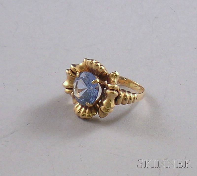 Appraisal: kt Gold and Light Blue Gemstone Ring size