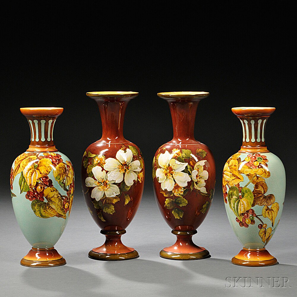 Appraisal: Two Pairs of Doulton Lambeth Faience Vases England th century