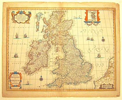 Appraisal: piece Hand-Colored Engraved Map Wit Frederick de Magnae Britanniae et