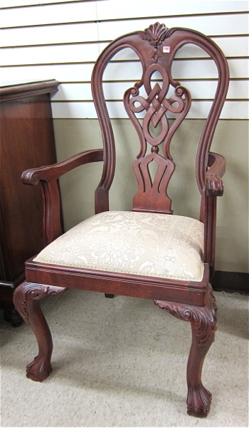 Appraisal: A SET OF NINE CHIPPENDALE STYLE MAHOGANY DINING CHAIRS the