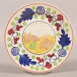 Appraisal: Rabbitware w Frog Stick Spatter Ironstone China Plate Rabbitware with