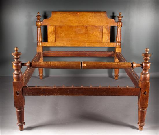 Appraisal: American Classical tiger maple rope bedstead circa in H in