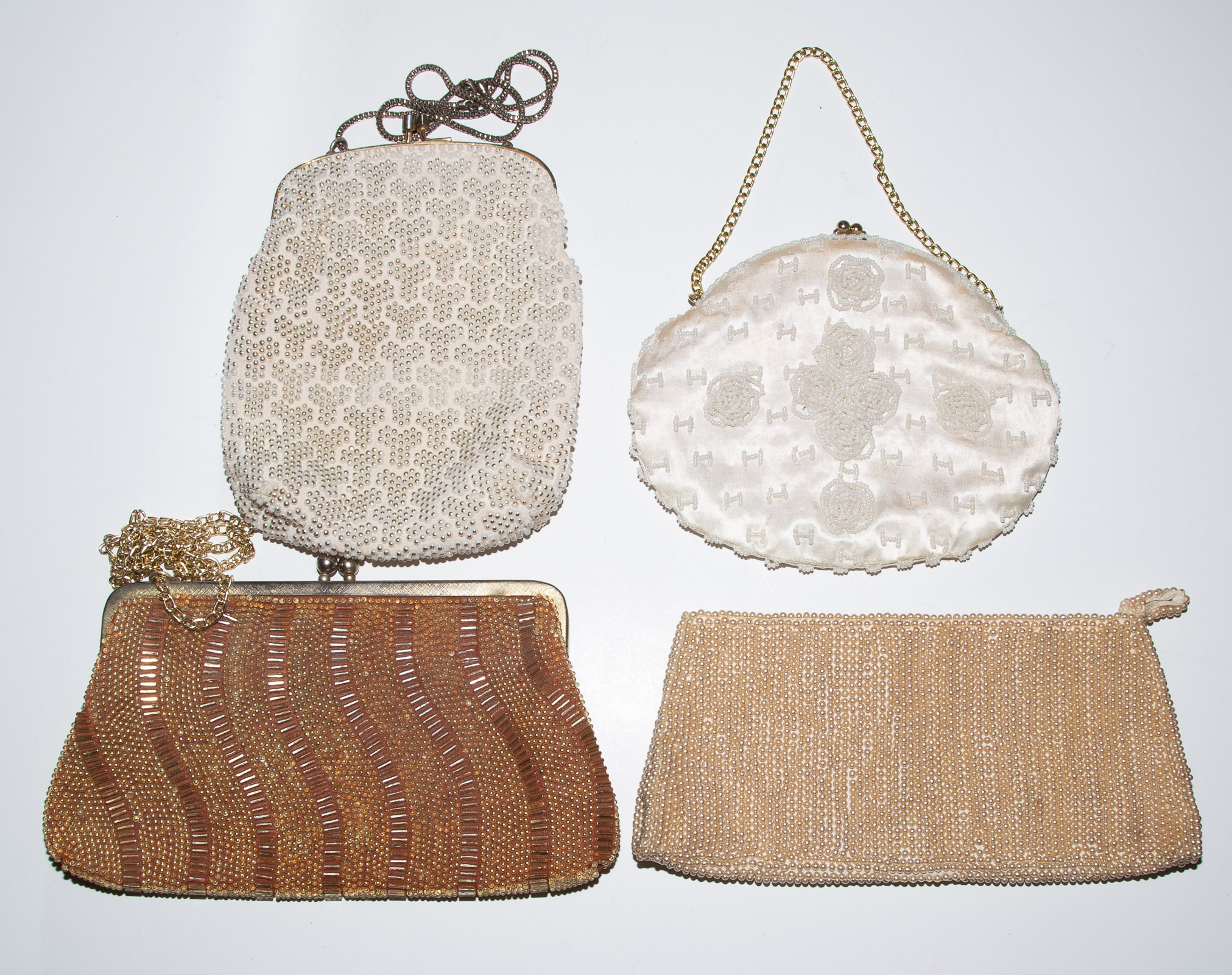 Appraisal: FOUR BEADED EVENING BAGS largest is in H