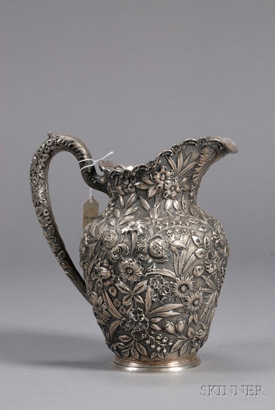 Appraisal: Sterling Repousse Water Pitcher Baltimore late th early th century