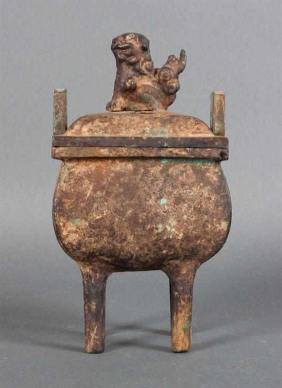 Appraisal: Chinese gilt-bronze censer in the Zhou manner four legs double